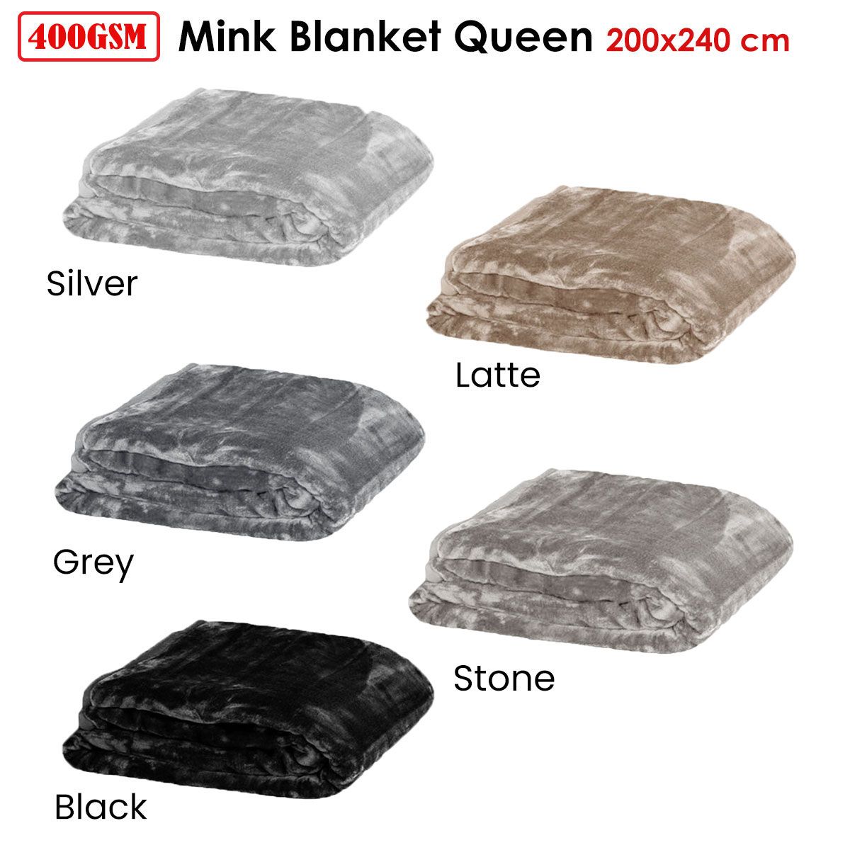 Soft Plain Faux Mink Blanket Queen Silver