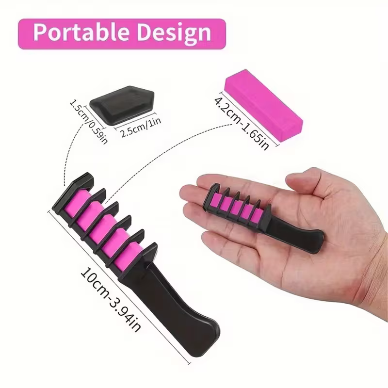 10-color washable temporary hair dye powder set! Safe and non-damaging to hair! Powder comb design! Creative styling products for girls
